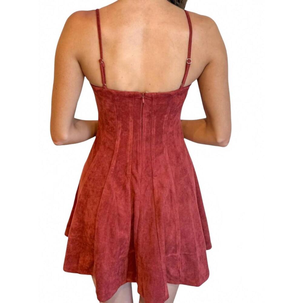 NEW OLIVACEOUS litzy suede dress in fire brick - Picture 3 of 3